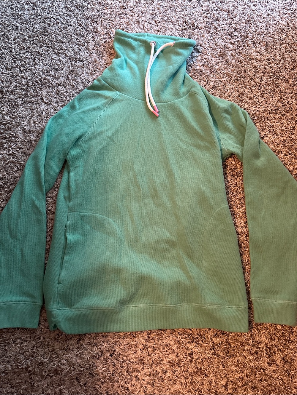 Joules Mint Green Funnel Neck Sweat Top with Contrast Drawcord